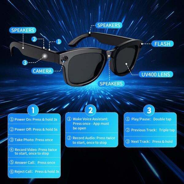 AI Smart Glasses with ChatGPT & 800W Camera | Video Recording & Translation - Image 7
