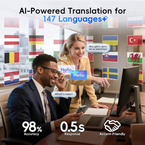 AI Glasses for Men & Women, Smart Powered by ChatGPT, Medium, Black - Image 3
