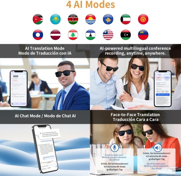 AI Translator Smart Glasses, Real-Time Translation Glasses Wireless... - Image 4
