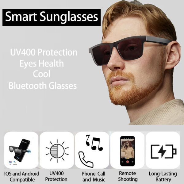 Smart Audio Bluetooth Glasses: Voice Assistant & UV Protection - Image 3