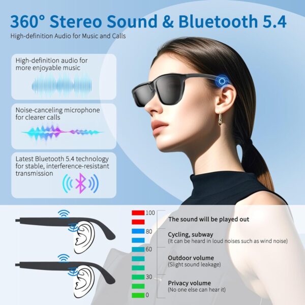 ALOUS Smart Glasses: Bluetooth Open-Ear with UV400 Protection - Image 3