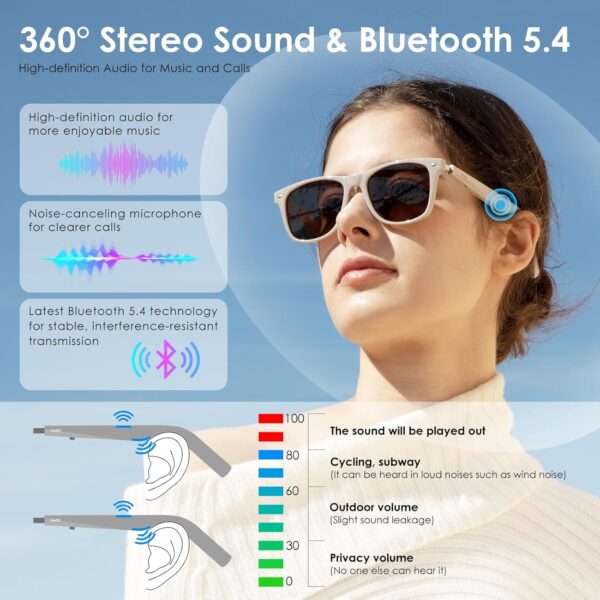 Smart AI Glasses with Translation & Audio - Beige Frame - Image 2