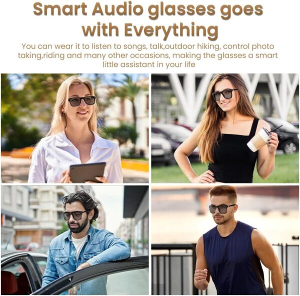 Bluetooth Audio Smart Glasses for Women Men,Polarized Black - Image 7