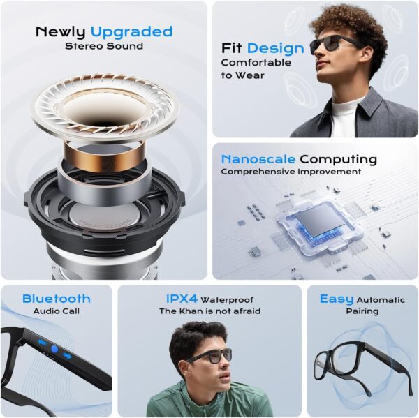 Smart Glasses with Bluetooth, Photochromic-Lens and UV400 Protection - Image 6