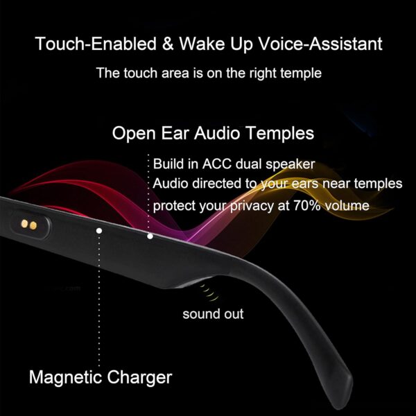 Bluetooth Smart Sunglasses with Open Ear Audio & Anti-Blue Light - Image 4