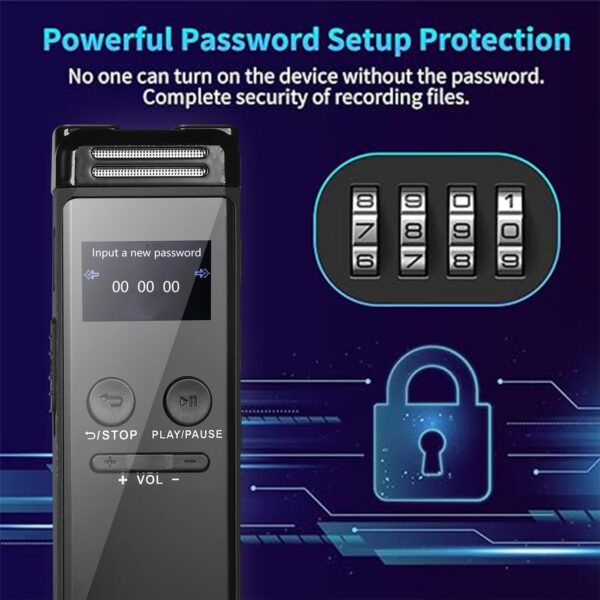64GB Digital Voice Recorder: Mini Audio Recorder with Password Protection - Image 6