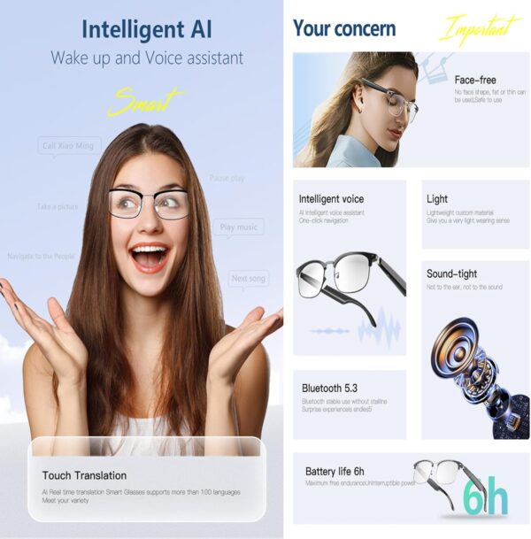 AI Translation Glasses with Over 144 Languages Real-Time Black Ai - Image 8