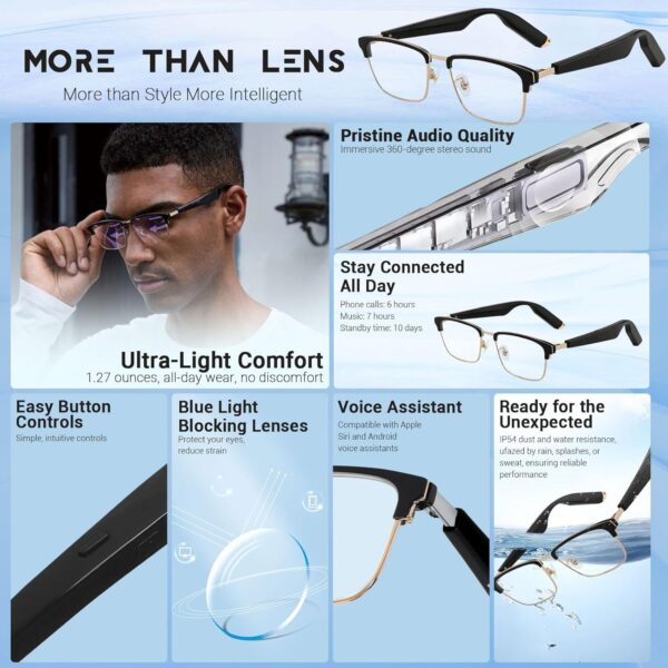 AI Translator Smart Glasses: 115 Languages, Bluetooth 5.4 - Image 3