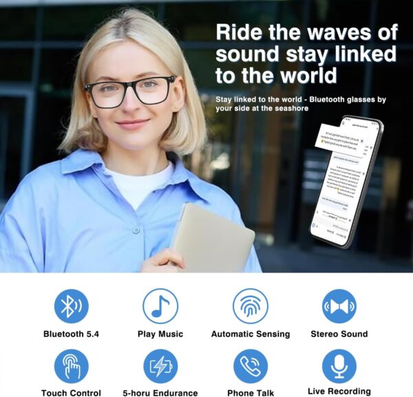 DUCO AI Translation Smart Glasses: 160 Languages, 50hr Battery - Image 5