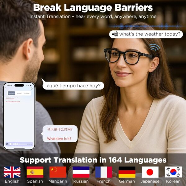 Anpress Smart Glasses: AI Translator with 164 Languages - Image 5