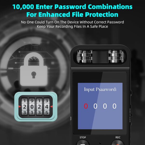 32G Voice Activated Recorder: HD 720° Surround Sound, Password Protected - Image 5