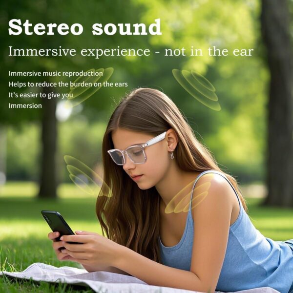 AI Smart Glasses with Real-Time 144-Language Translation and Bluetooth 5.4 White - Image 6
