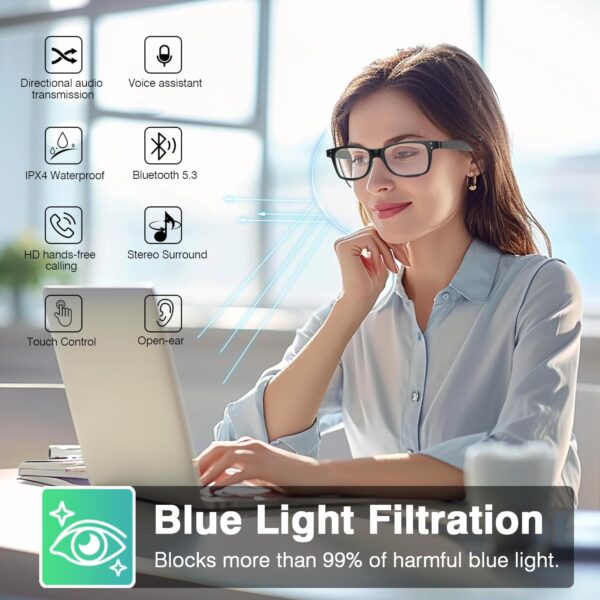 Smart Glasses with Bluetooth Audio: Dual Speaker Eyewear for Outdoor & Indoor Use - Image 2