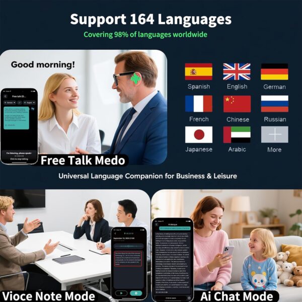 Ai Translation Glasses: 138 Languages, Color-Change Lenses, Chat GPT Support - Image 2