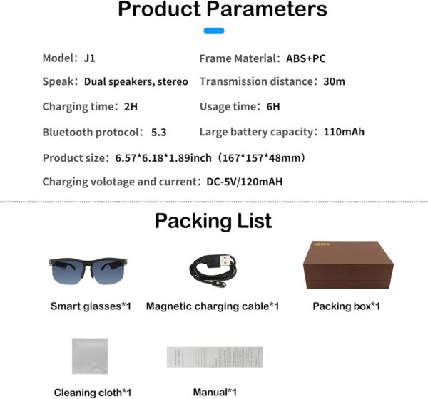 Smart Glasses Bluetooth 5.3: Polarized Open Ear Sunglasses with Photo & Voice Control - Image 6