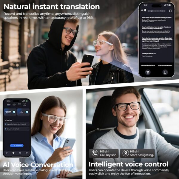 WGP Smart Glasses with AI Translation, Support 110+ Languages - Image 4