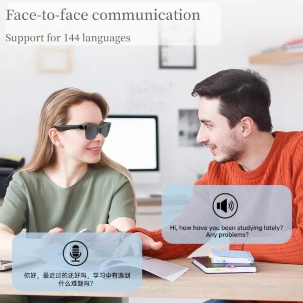 Smart Glasses with AI Translator 150 Translation UV White - Image 3