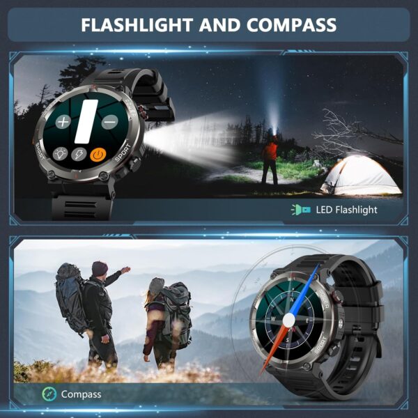 Military Smart Watch: 100-Day Battery, LED & Compass - Image 3