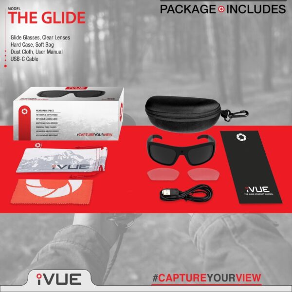 Glide 1080P HD Camera Glasses Video Recording Sport Sunglasses DVR Black - Image 7