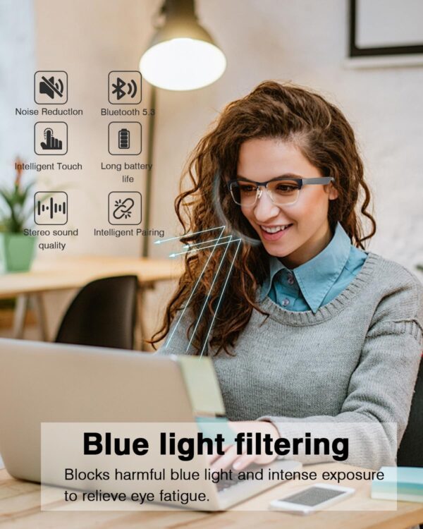 Smart Glasses, Bluetooth Glasses for Men Women with Anti-Blue Light - Image 3