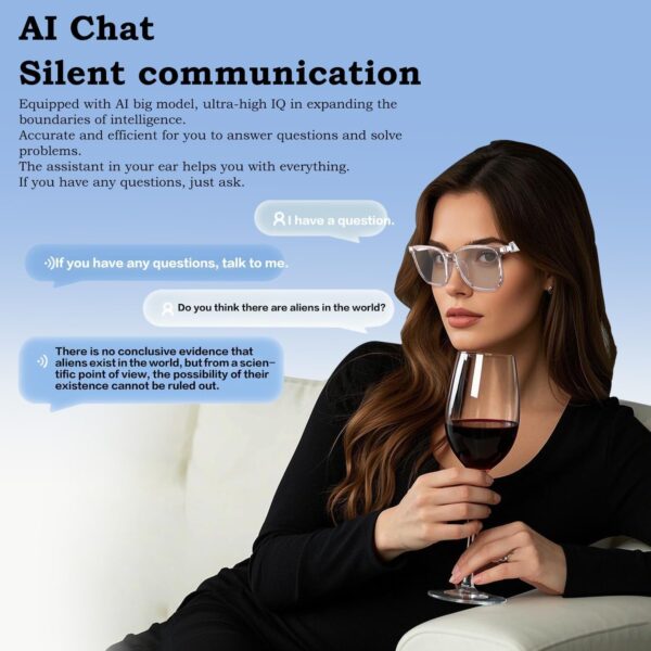 AI Smart Glasses with Real-Time 144-Language Translation and Bluetooth 5.4 White - Image 8
