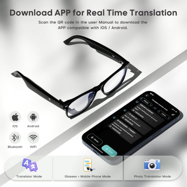 Anpress Smart Glasses: AI Translation 164 Languages | Bluetooth 6.0 - Image 5