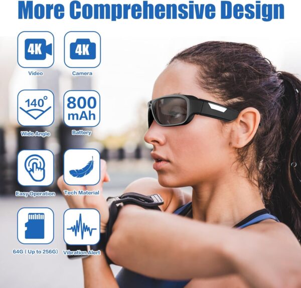 FlyGift 4K Camera Sunglasses: Record Adventures Hands-Free - Image 6