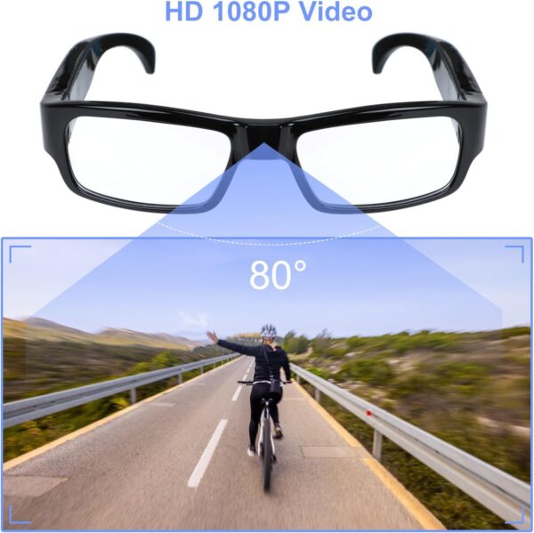 1080P HD Camera Glasses, Video Glasses for Outdoor Sports, Built-in Black - Image 3