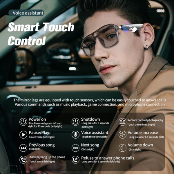 Smart Bluetooth Glasses with Color-Change AI & UV Protection - Image 4