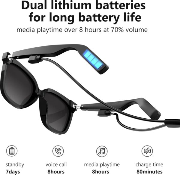 Bluetooth Smart Sunglasses: Open Ear Audio & UV400 Protection - Image 5
