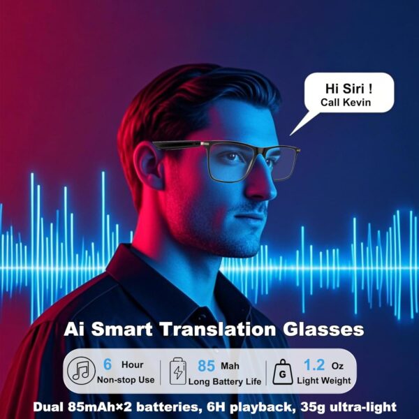 Giinova Smart Translation Glasses: ChatGPT, 138 Languages, Bluetooth - Image 4