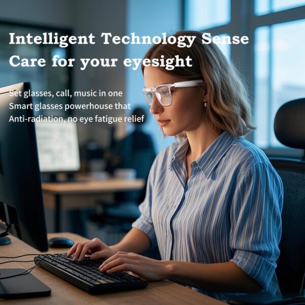 AI Smart Glasses with Real-Time 144-Language Translation and Bluetooth 5.4 White - Image 4