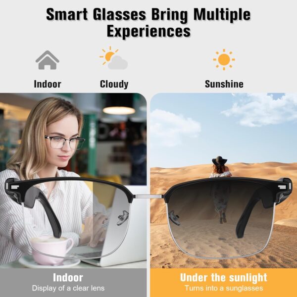 Smart Glasses, Blue Light Blocking Bluetooth Glasses with Open Ear Speaker,... - Image 3