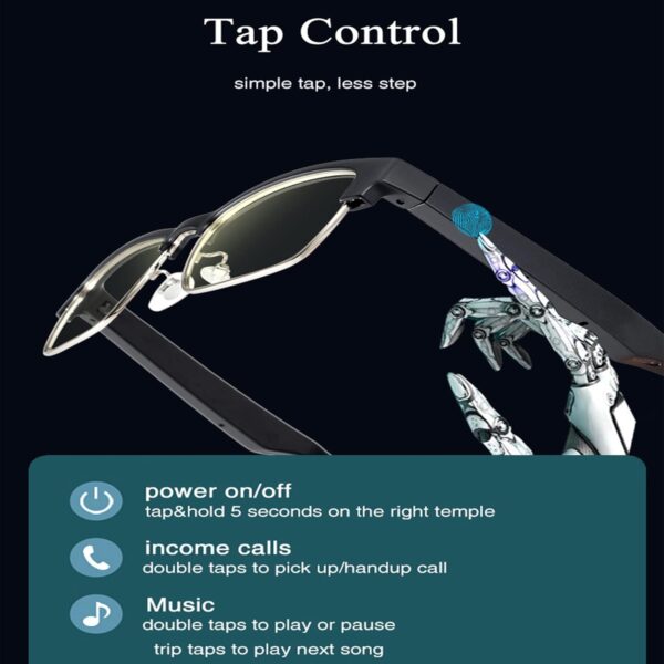 Bluetooth Smart Sunglasses with Open Ear Audio & Anti-Blue Light - Image 3