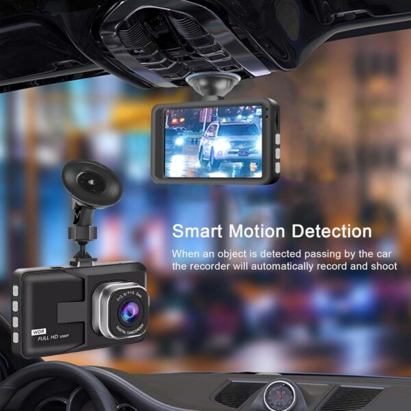 3-inch 1080p High-Definition Dash cam for Cars, 24 Hour Recording, 170° Black - Image 3