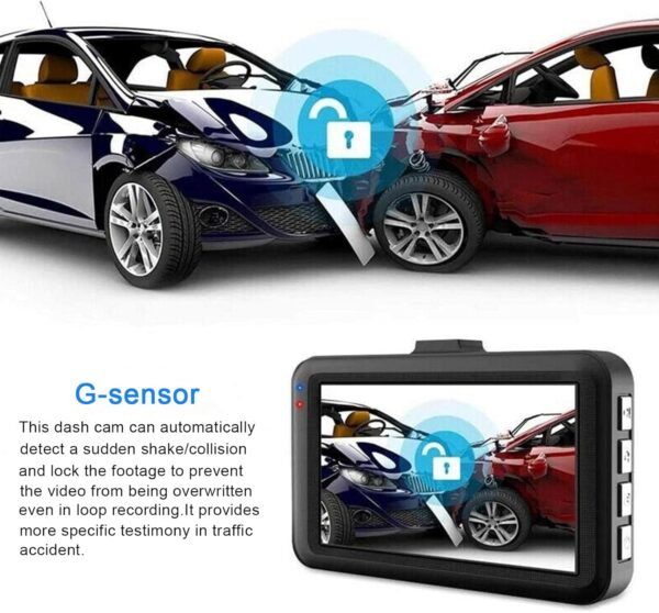 3-inch 1080p High-Definition Dash cam for Cars, 24 Hour Recording, 170° Black - Image 4