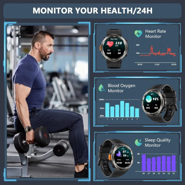 Military Smart Watch: 100-Day Battery, LED & Compass - Image 6