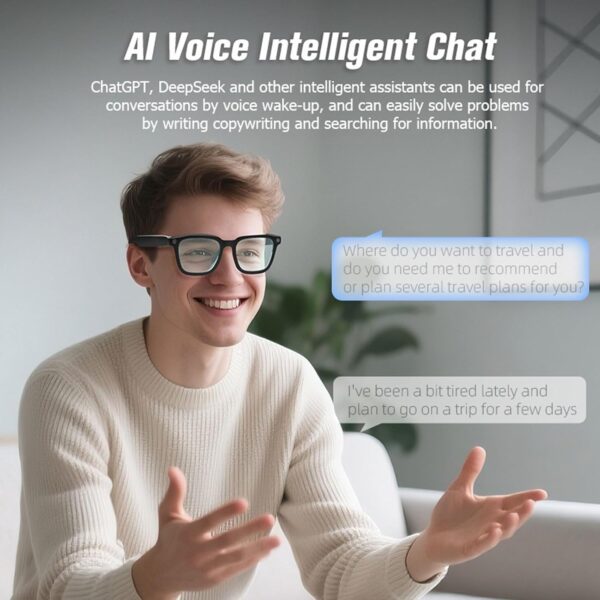 AI Smart Glasses with 1080P Hidden Camera - Bluetooth Recording - Image 6