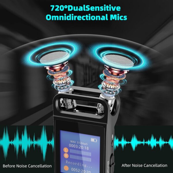 32G Voice Activated Recorder: HD 720° Surround Sound, Password Protected - Image 3
