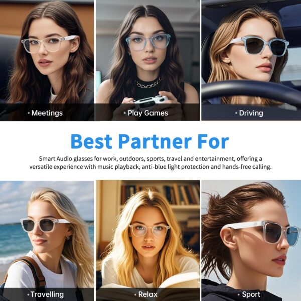 Bluetooth Smart Glasses with Photochromic Lenses & Audio - GS07 - Image 4