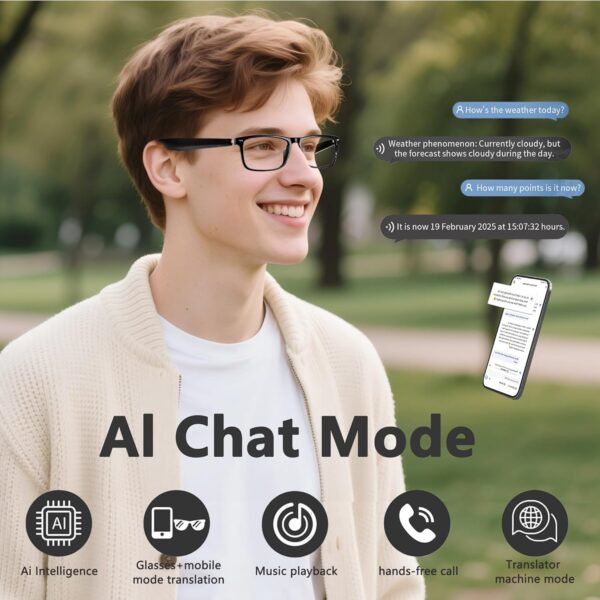 AI Smart Glasses: 164 Languages, Deepseek R1, Blue Light Filter - Image 3