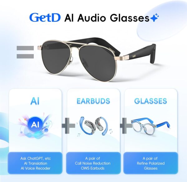 Smart Aviator M: Bluetooth Sunglasses with Open-Ear Speakers & AI Voice Control - Image 2