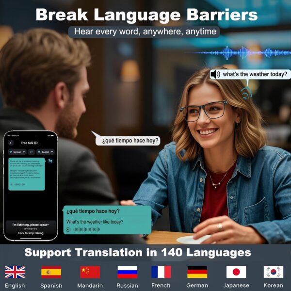 AI Translation Smart Glasses: 140 Languages & Auto-Changing Lenses - Image 2