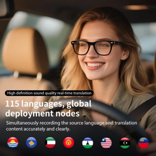 AI Translator Smart Glasses Powered by GPT, Support 160+ Languages, Black - Image 3