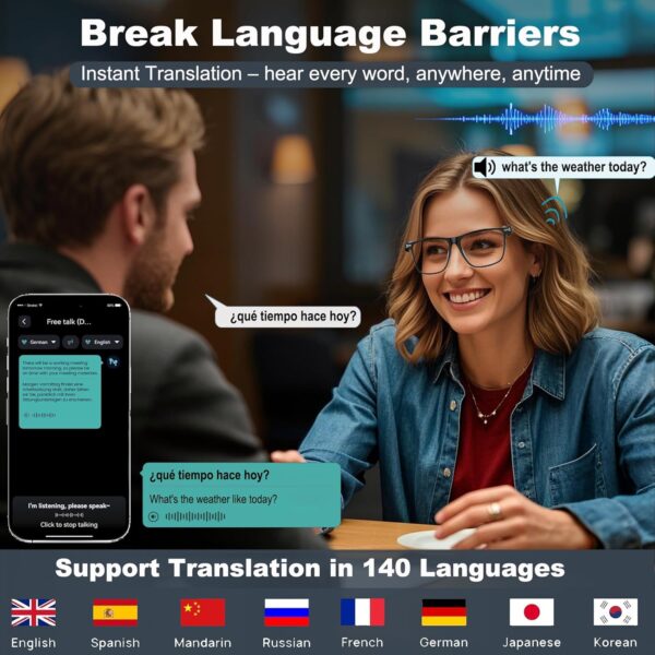 Smart Bluetooth Glasses: 138 Languages & Auto-Tinting Lenses - Image 2