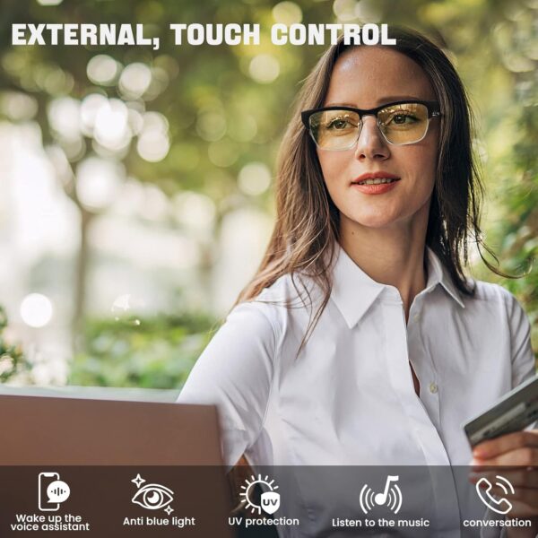 Smart Glasses | Blue Light Filtering & Polarized Sunglass 2 Pairs of Lenses - Image 2