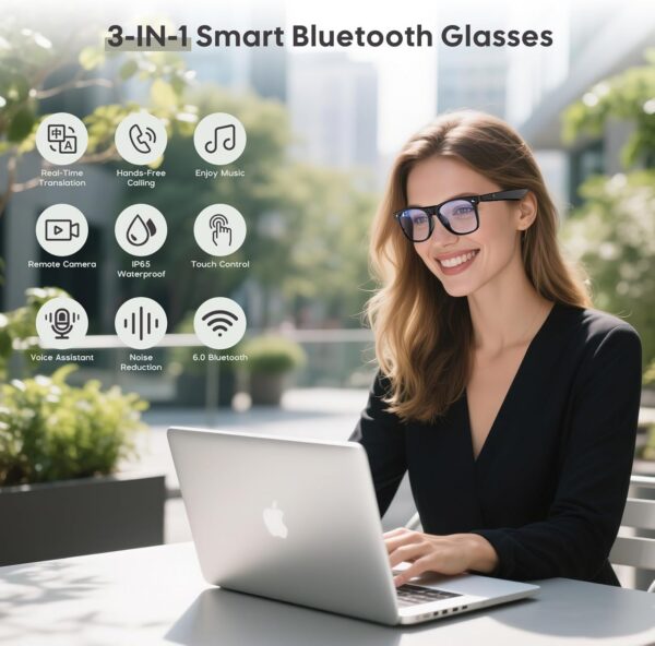 Anpress Smart Glasses: AI Translation 164 Languages | Bluetooth 6.0 - Image 2