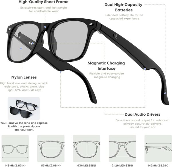 Anpress Smart Glasses: AI Translation 164 Languages | Bluetooth 6.0 - Image 4