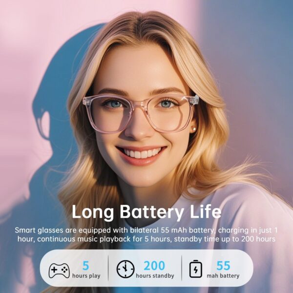 Women's Smart Glasses: Blue Light Filter, Bluetooth 5.3, Audio & Mic - Image 5