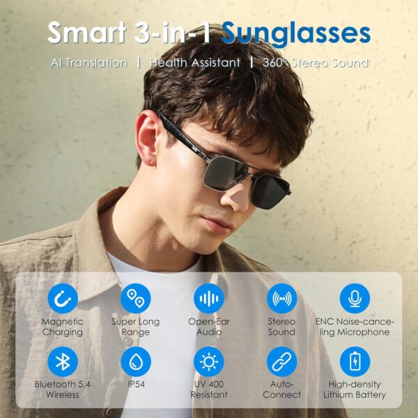 AI Smart Glasses: 147 Languages Translation & Bluetooth Music - Image 9